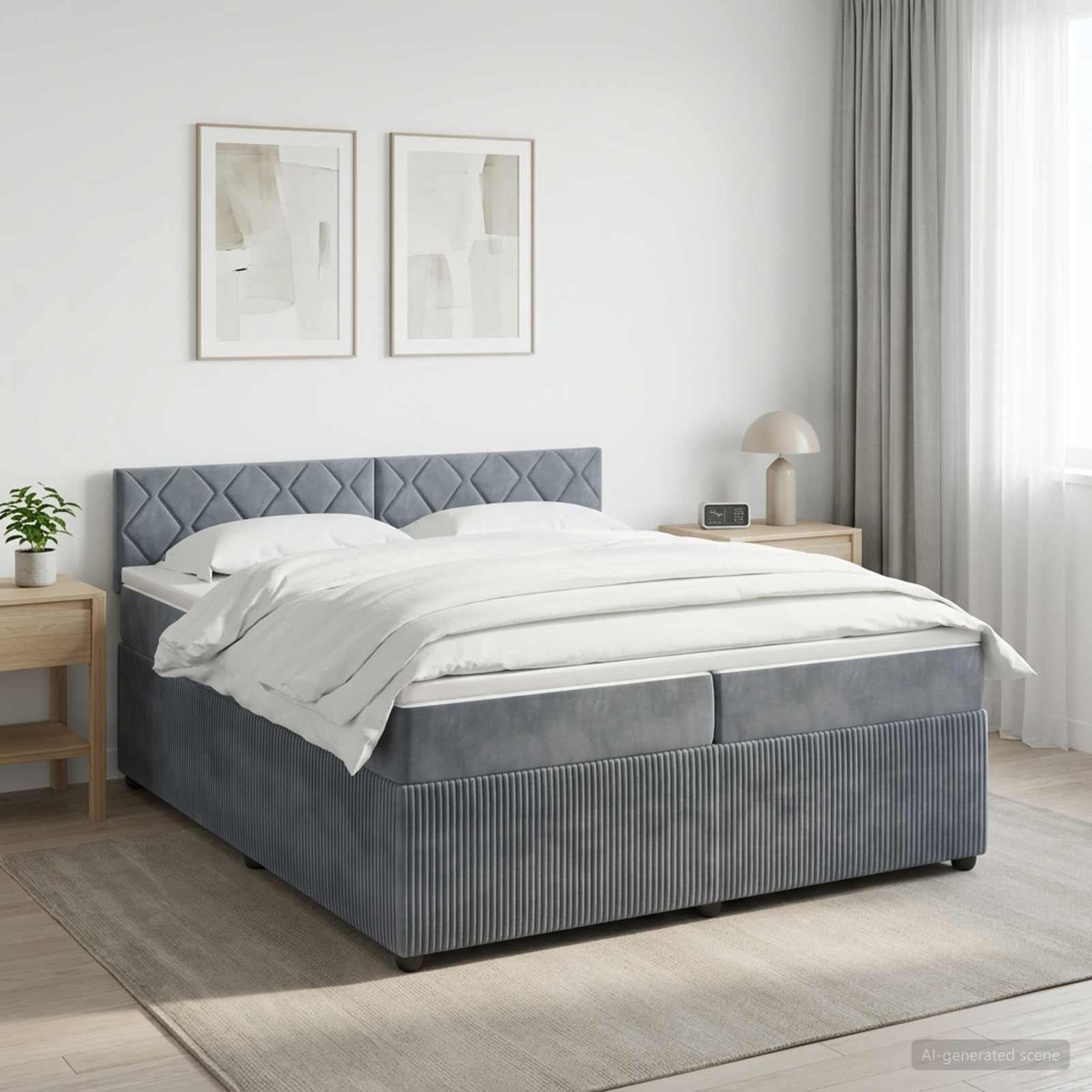 Boxspringbed met matras Donkergrijs 200 x 200 cm Fluweel