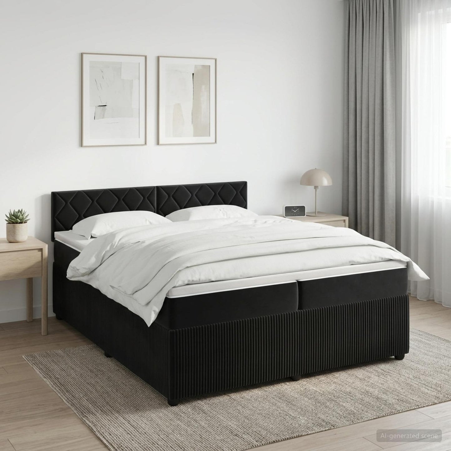 Boxspringbed met matras Zwart 200 x 200 cm Fluweel