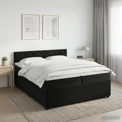 Boxspringbed met matras Zwart 200 x 200 cm Fluweel