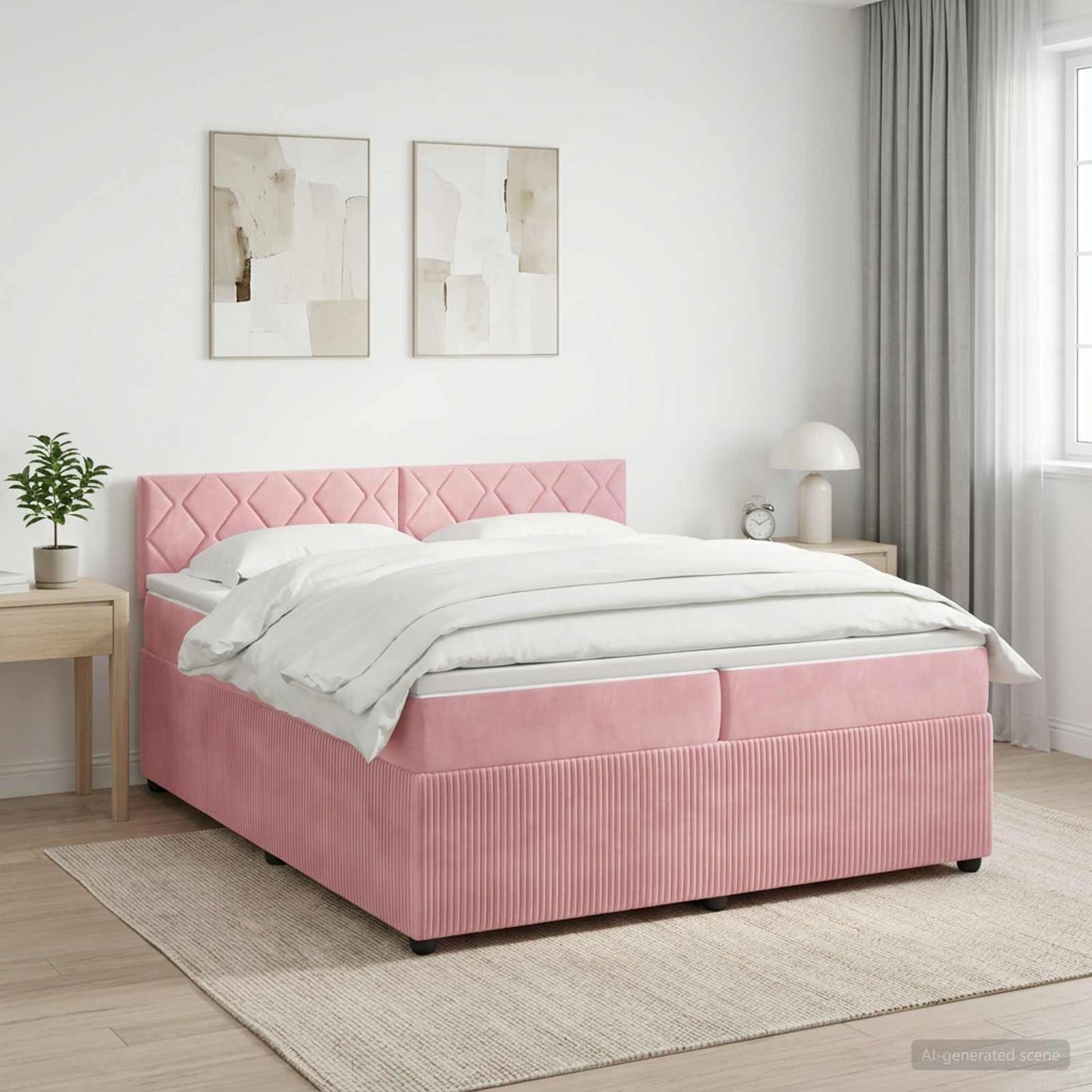 Boxspringbed met matras Roze 200 x 200 cm Fluweel