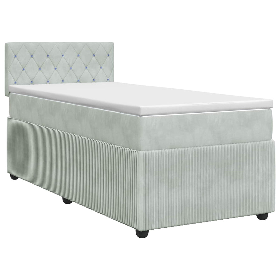 Boxspringbed met matras Lichtgrijs 90 x 190 cm Fluweel