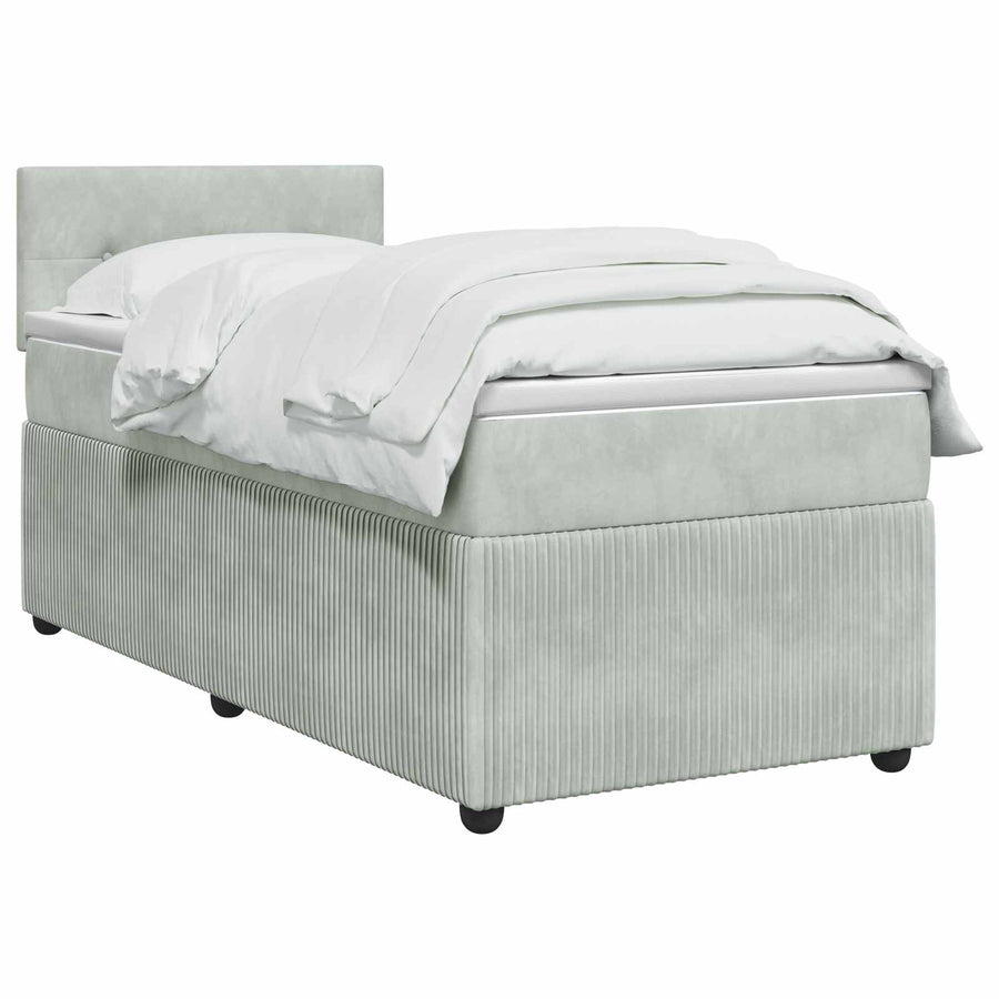 Boxspringbed met matras Lichtgrijs 90 x 190 cm Fluweel