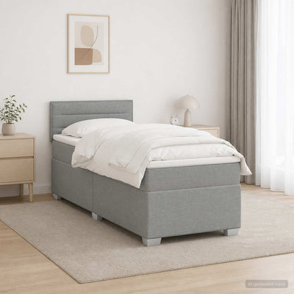 Boxspring Bed met Matras en LED Lichtgrijs 100 x 200 cm Stof