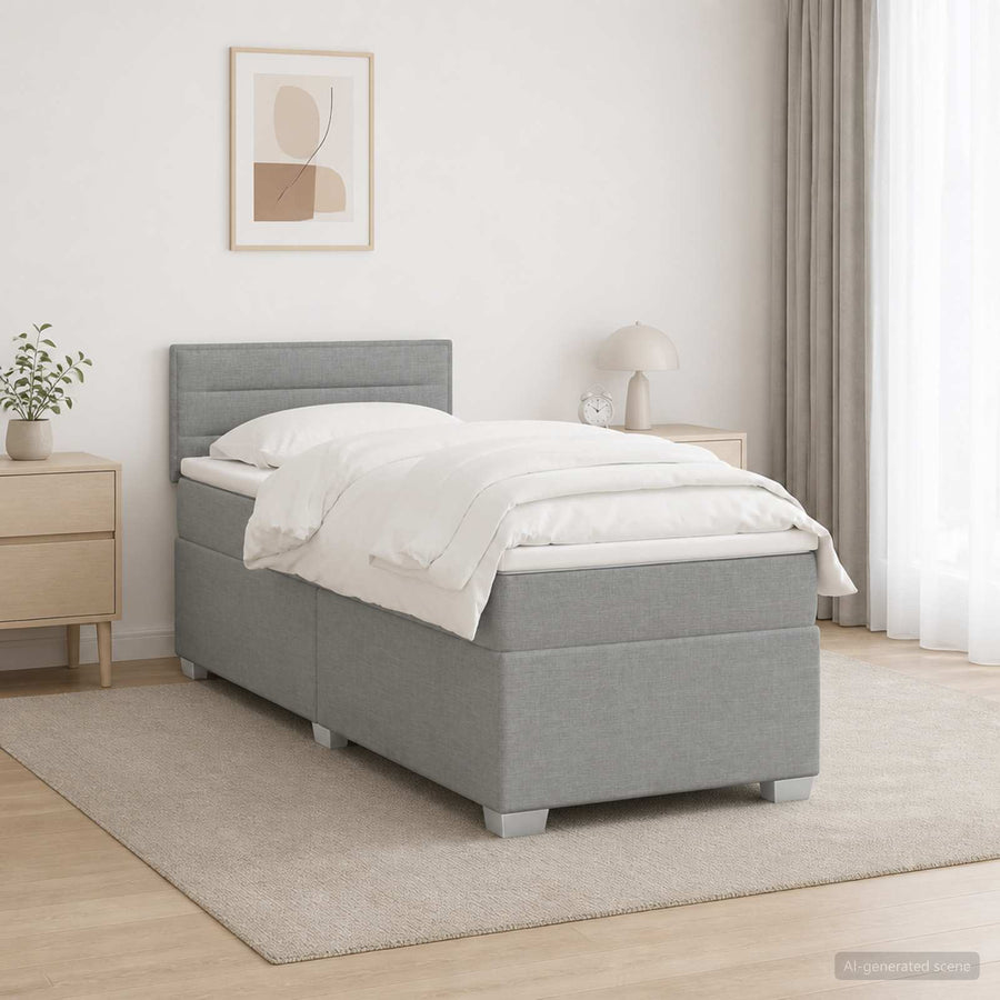 Boxspring Bed met Matras en LED Lichtgrijs 100 x 200 cm Stof