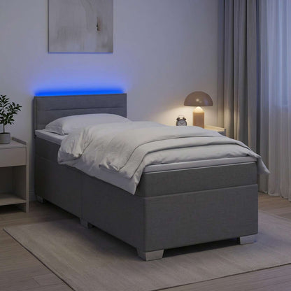 Boxspring Bed met Matras en LED Lichtgrijs 100 x 200 cm Stof