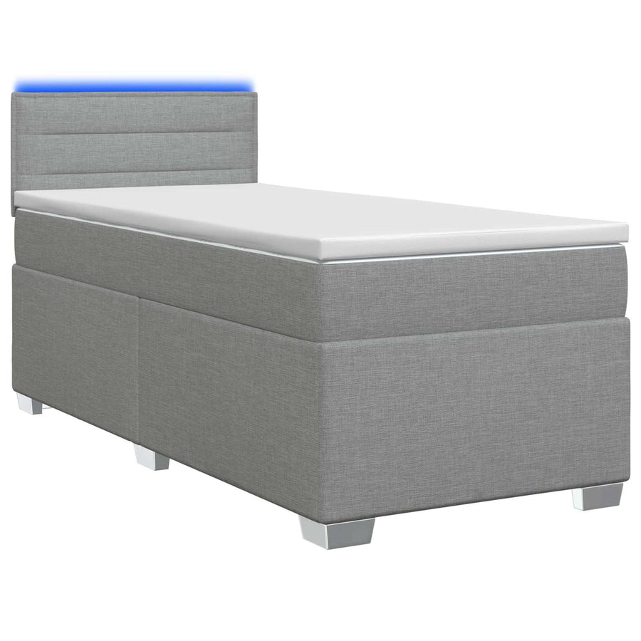 Boxspring Bed met Matras en LED Lichtgrijs 80 x 200 cm Stof