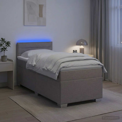 Boxspring Bed met Matras en LED Taupe 90 x 190 cm Stof