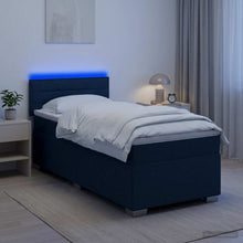 Boxspring Bed met Matras en LED Blauw 90 x 200 cm Stof
