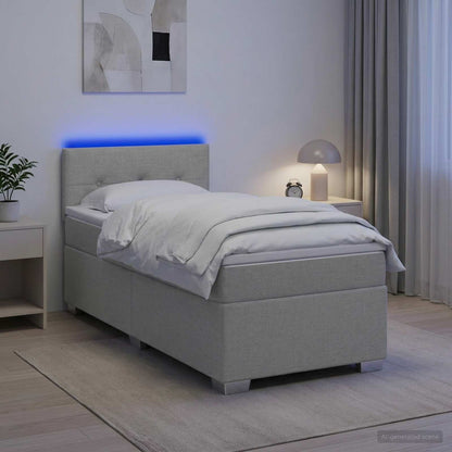 Boxspring Bed met Matras en LED Lichtgrijs 80 x 200 cm Stof