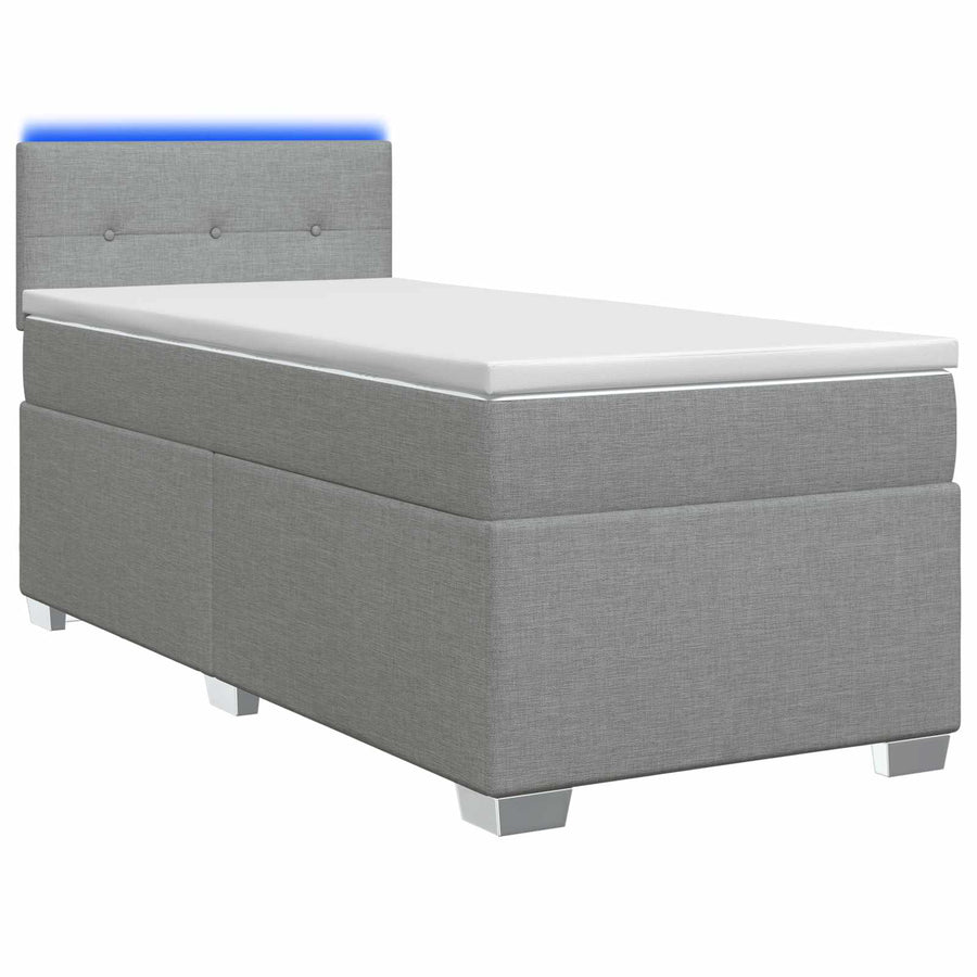 Boxspring Bed met Matras en LED Lichtgrijs 80 x 200 cm Stof