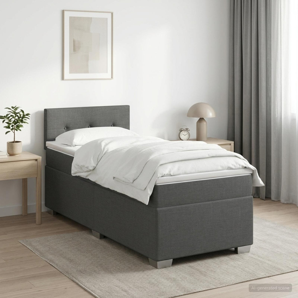 Boxspring Bed met Matras en LED Donkergrijs 90 x 200 cm Stof