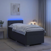 Boxspring bed 90x200 cm donkergrijs met matras en LED