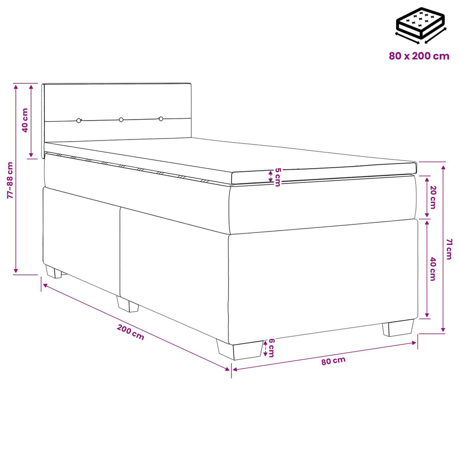 Boxspring Bed met Matras en LED Donkerbruin 80 x 200 cm Stof