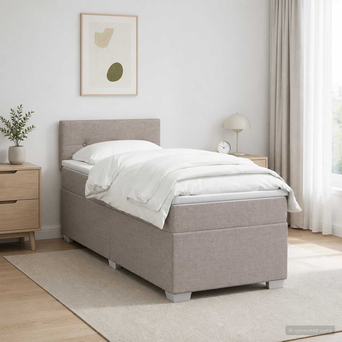 Boxspring Bed met Matras en LED Taupe 90 x 190 cm Stof