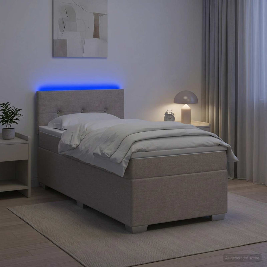 Boxspring Bed met Matras en LED Taupe 90 x 200 cm Stof