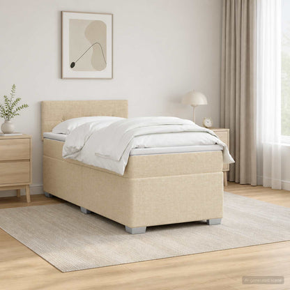 Boxspring Bed met Matras en LED Crèmekleurig 80 x 200 cm Stof
