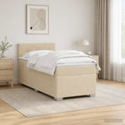 Boxspring bed 90x200 cm crèmekleurig met matras en LED