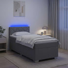 Boxspring bed met matras lichtgrijs 100x200 cm stof