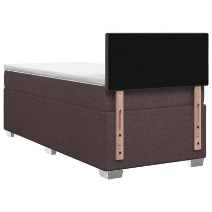 Boxspring Bed met Matras en LED Donkerbruin 90 x 190 cm Stof