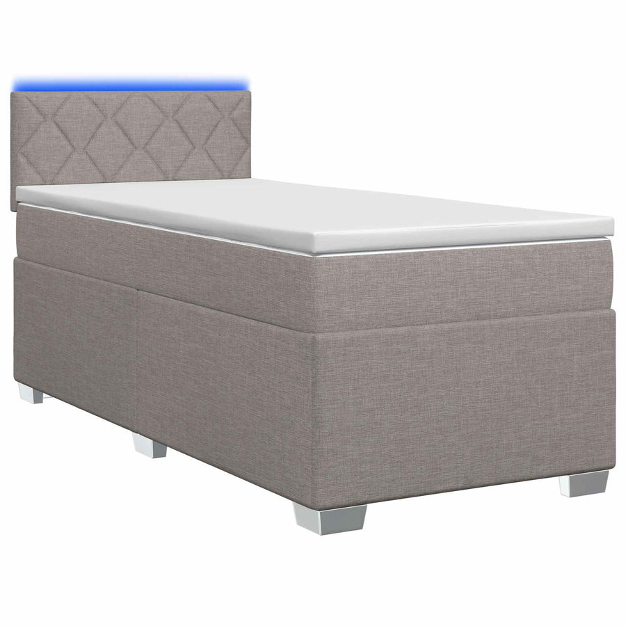 Boxspring Bed met Matras en LED Taupe 90 x 190 cm Stof