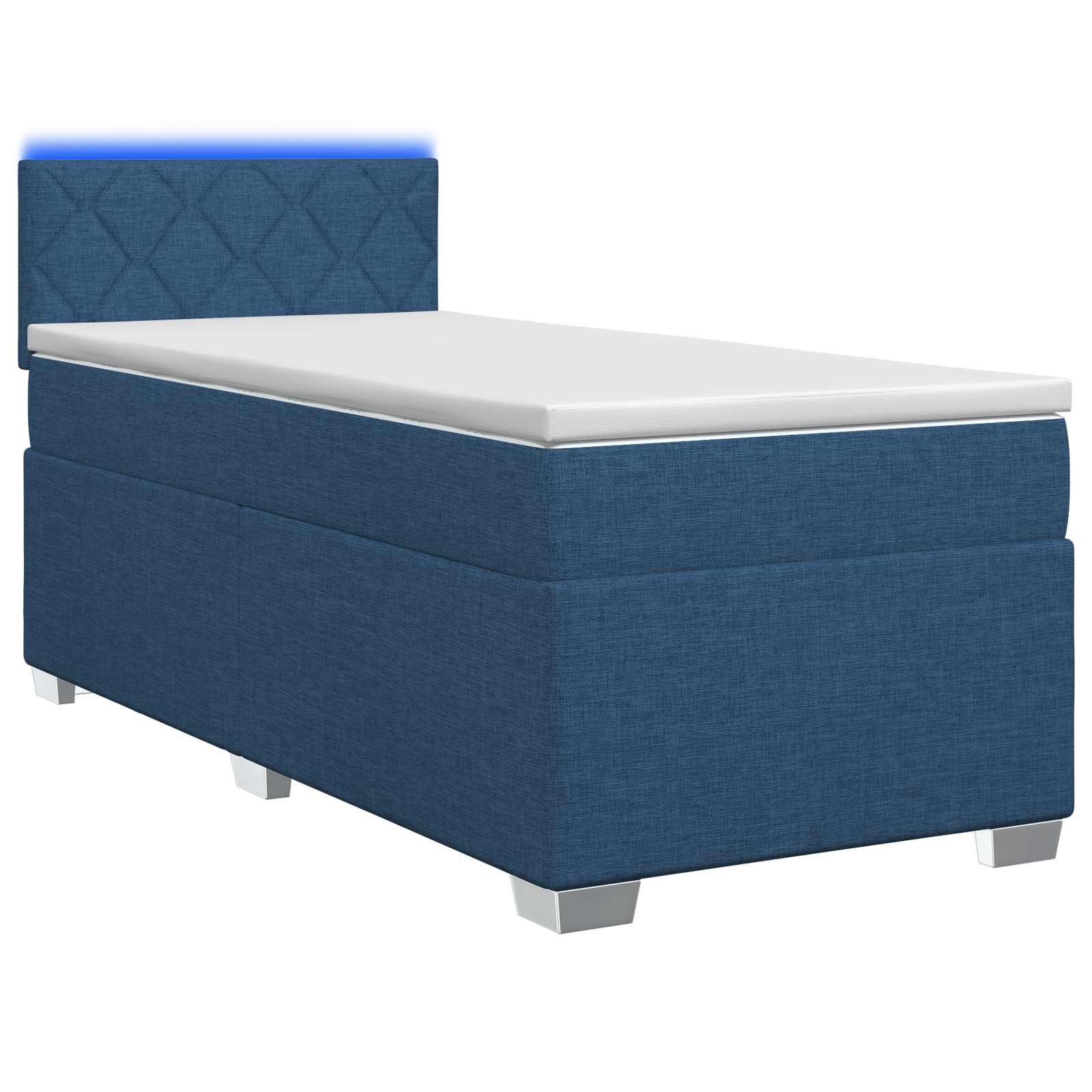 Boxspring Bed met Matras en LED Blauw 90 x 190 cm Stof
