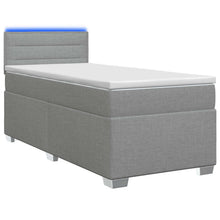 Boxspring Bed met Matras en LED Lichtgrijs 90 x 200 cm Stof