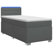 Boxspring Bed met Matras en LED Donkergrijs 90 x 200 cm Stof