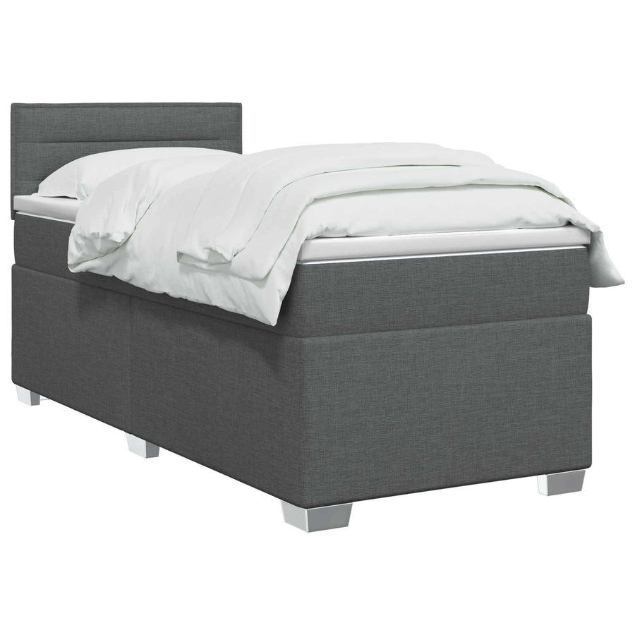 Boxspring Bed met Matras en LED Donkergrijs 90 x 200 cm Stof