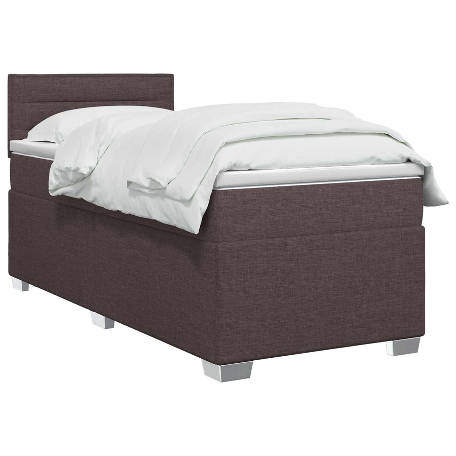 Boxspring Bed met Matras en LED Donkerbruin 90 x 200 cm Stof