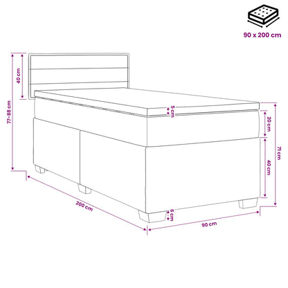 Boxspring Bed met Matras en LED Blauw 90 x 200 cm Stof