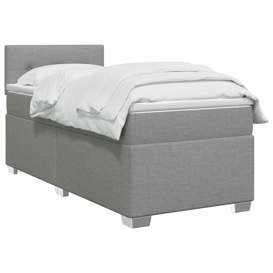 Boxspring Bed met Matras en LED Lichtgrijs 90 x 200 cm Stof