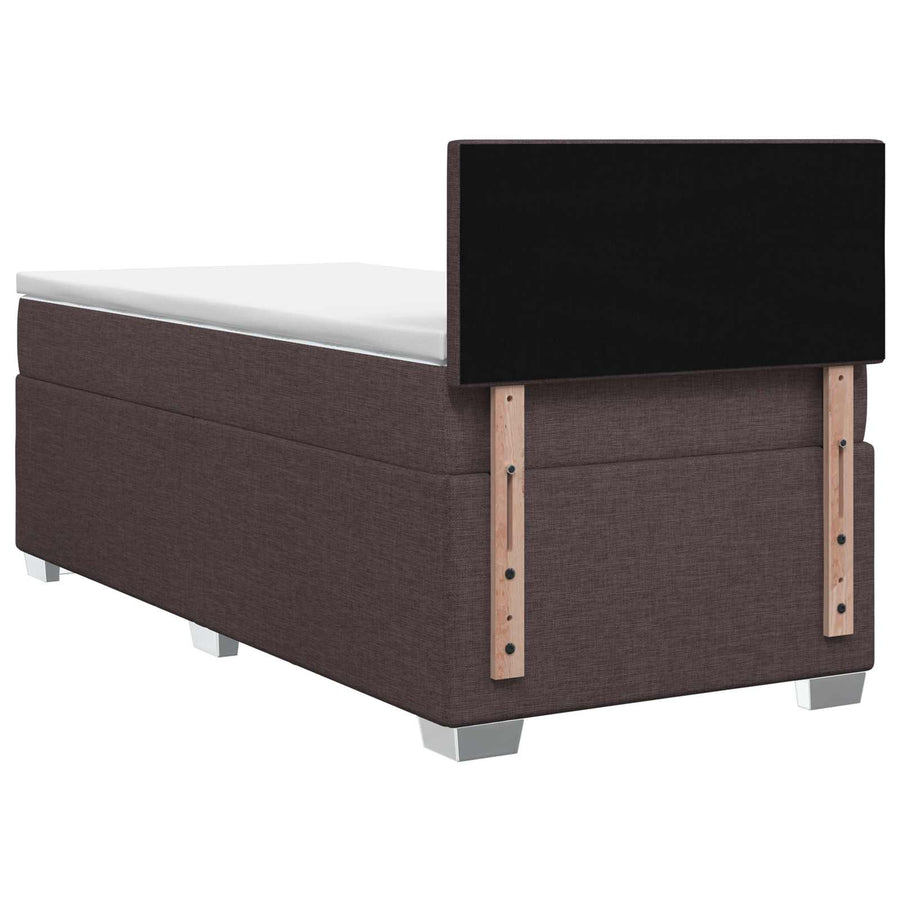 Boxspring Bed met Matras en LED Donkerbruin 90 x 200 cm Stof