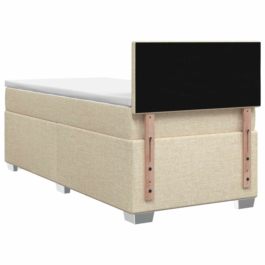 Boxspring Bed met Matras en LED Crèmekleurig 90 x 200 cm Stof