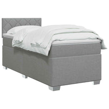 Boxspring Bed met Matras en LED Lichtgrijs 90 x 200 cm Stof