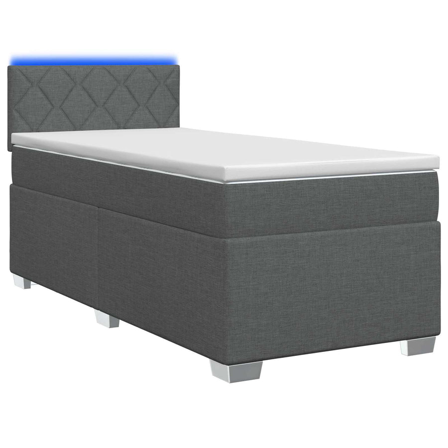 Boxspring Bed met Matras en LED Donkergrijs 90 x 200 cm Stof