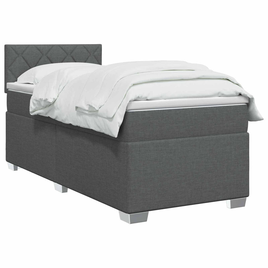 Boxspring Bed met Matras en LED Donkergrijs 90 x 200 cm Stof