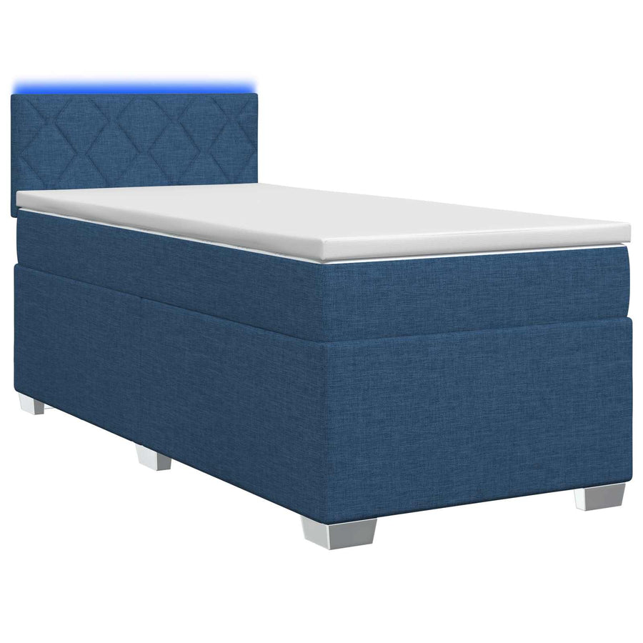 Boxspring Bed met Matras en LED Blauw 90 x 200 cm Stof