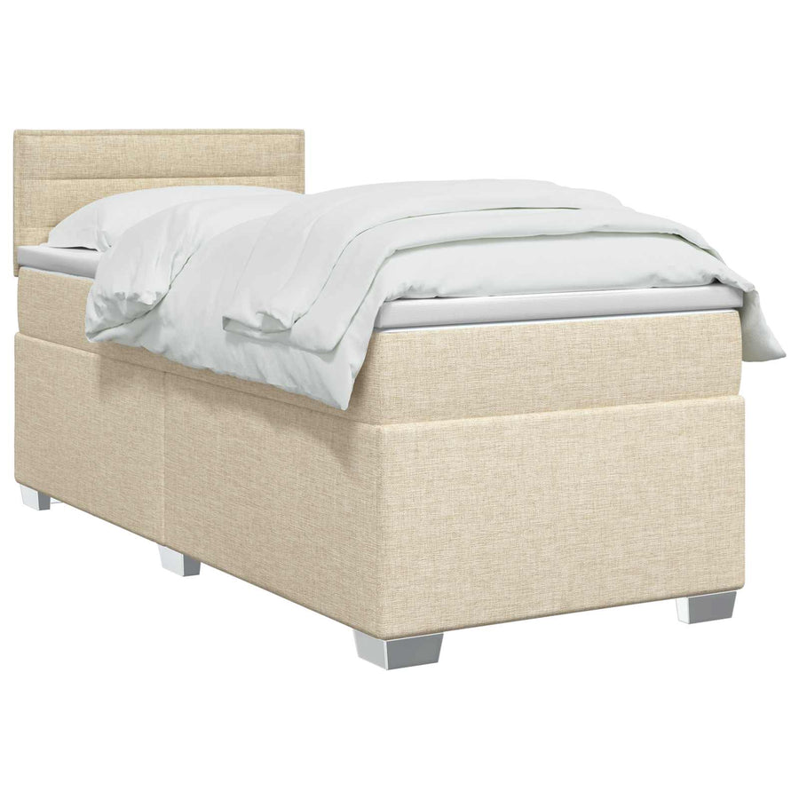 Boxspring Bed met Matras en LED Crèmekleurig 100 x 200 cm Stof
