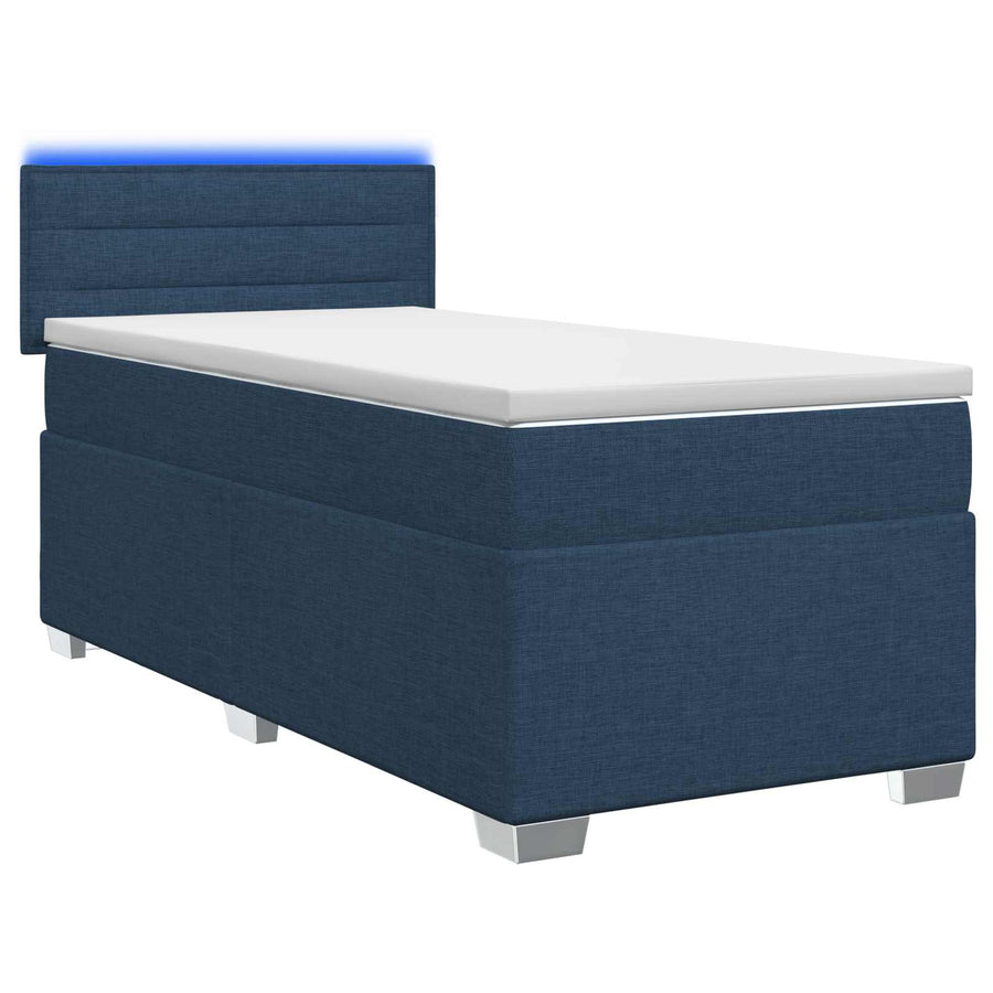 Boxspring Bed met Matras en LED Blauw 100 x 200 cm Stof