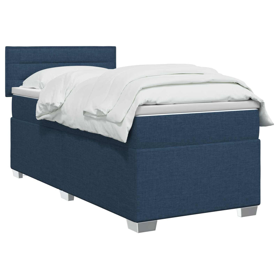 Boxspring Bed met Matras en LED Blauw 100 x 200 cm Stof