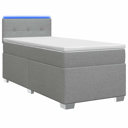 Boxspring Bed met Matras en LED Lichtgrijs 100 x 200 cm Stof