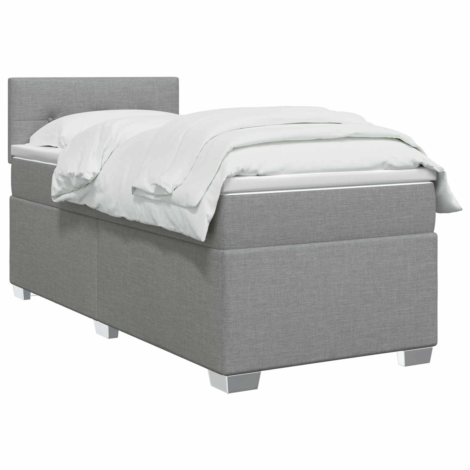 Boxspring Bed met Matras en LED Lichtgrijs 100 x 200 cm Stof
