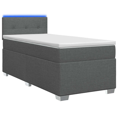 Boxspring Bed met Matras en LED Donkergrijs 100 x 200 cm Stof