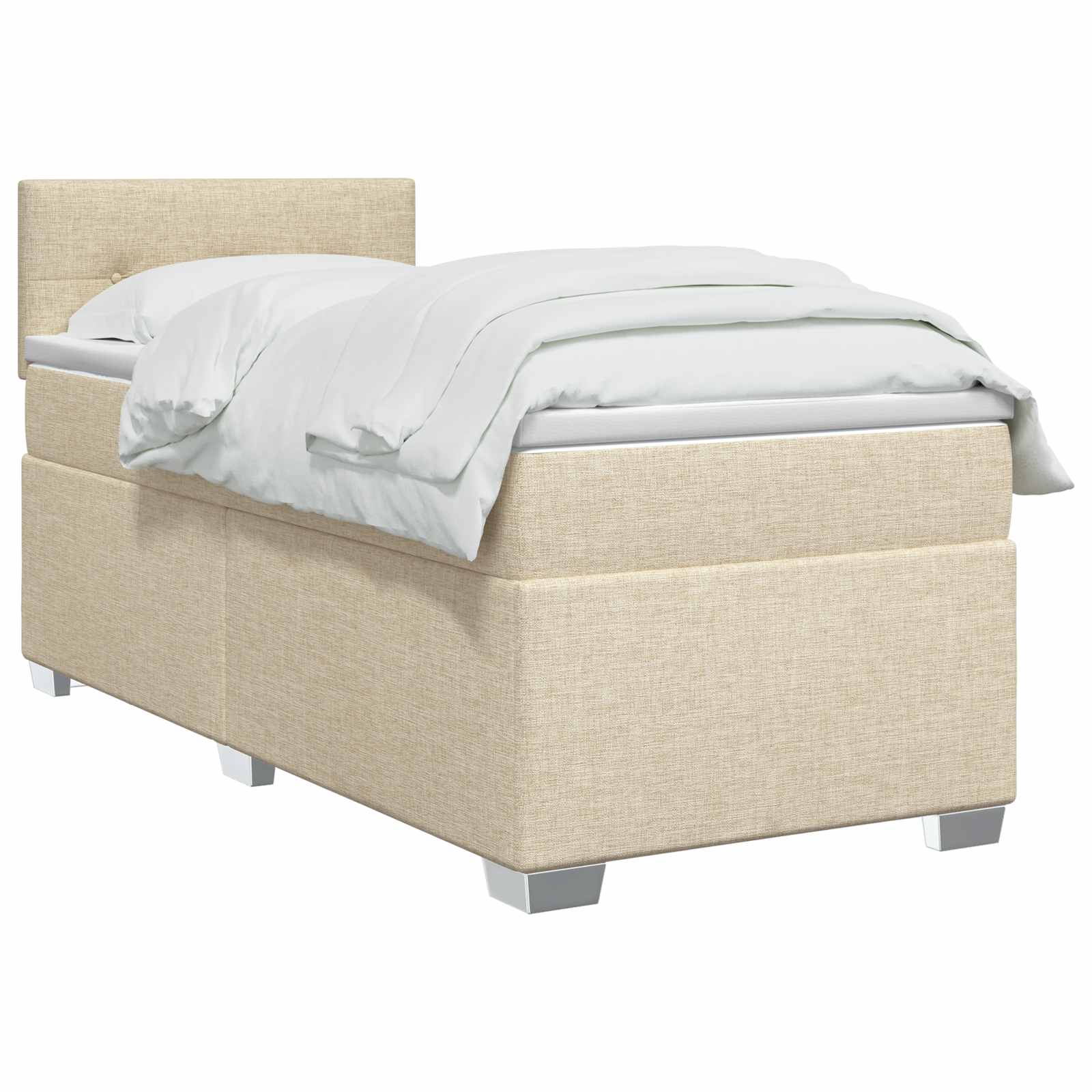 Boxspring Bed met Matras en LED Crèmekleurig 100 x 200 cm Stof