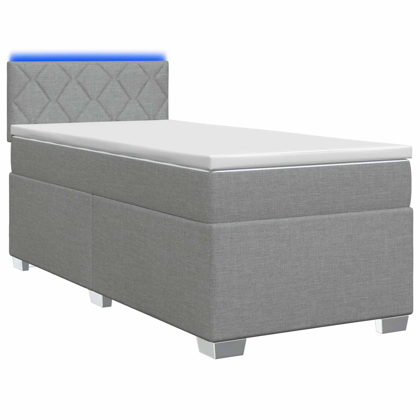 Boxspring Bed met Matras en LED Lichtgrijs 100 x 200 cm Stof
