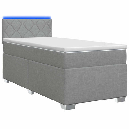 Boxspring Bed met Matras en LED Lichtgrijs 100 x 200 cm Stof
