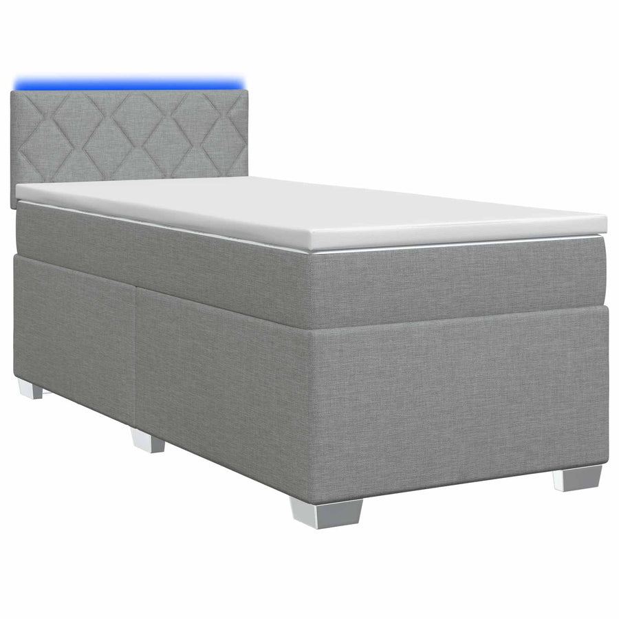 Boxspring Bed met Matras en LED Lichtgrijs 100 x 200 cm Stof