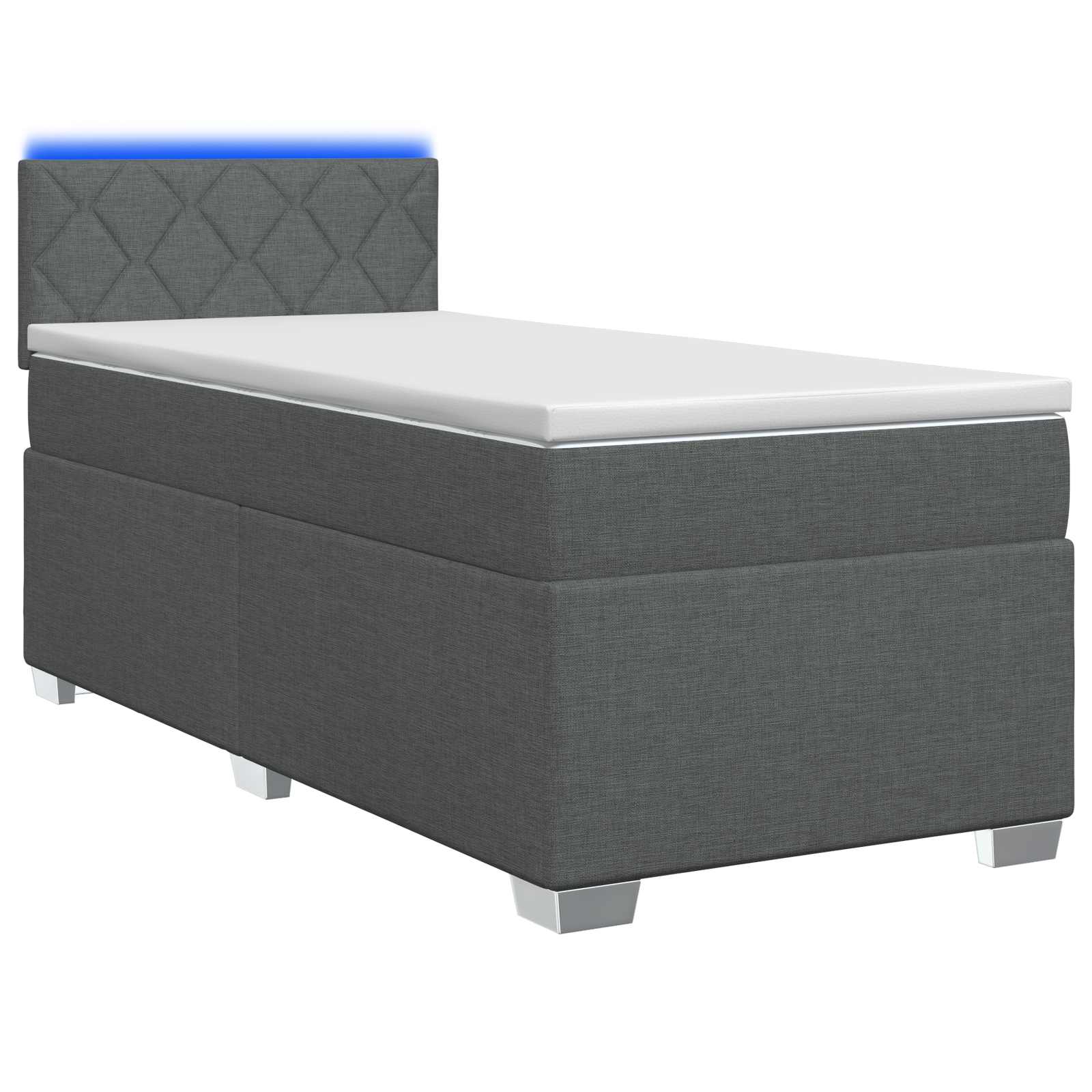 Boxspring Bed met Matras en LED Donkergrijs 100 x 200 cm Stof