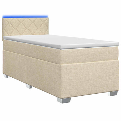 Boxspring Bed met Matras en LED Crèmekleurig 100 x 200 cm Stof