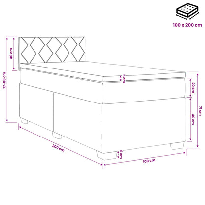 Boxspring Bed met Matras en LED Crèmekleurig 100 x 200 cm Stof